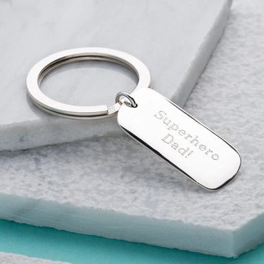 Engraved Silver Tag Key Ring - Lily Charmed