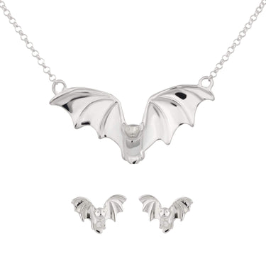 Silver Bat Jewellery Set With Stud Earrings - Lily Charmed