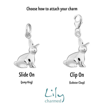 Silver Bunny Charm | Easter Animal Charms for Bracelet | Lily Charmed