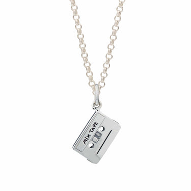 Personalised Silver Cassette Tape Necklace - Lily Charmed
