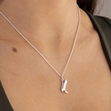 Silver Cowboy Charm Necklace - Lily Charmed