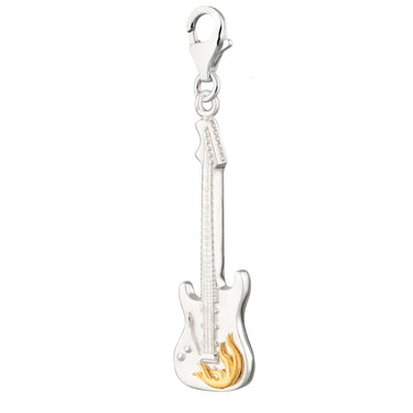 Silver Electric Guitar Charm | Music-Themed Charm Jewellery | Lily Charmed
