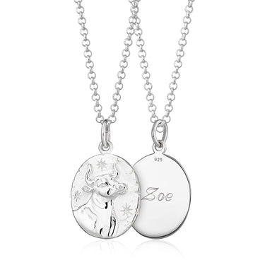 Silver Taurus Zodiac Necklace - Lily Charmed