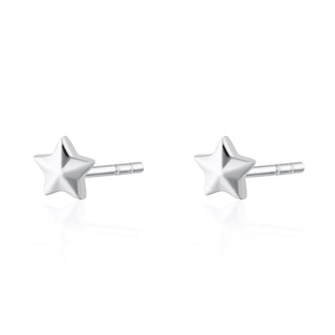 Silver Faceted Star Stud Earrings