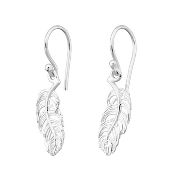 Silver Feather Charm Hook Earrings by Lily Charmed