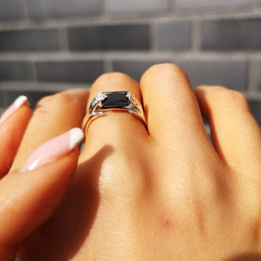Silver Fede Ring with Black Stone by Lily Charmed