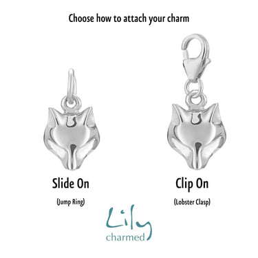 Silver Fox Charm | Slie on or Clip on Animal Charms by Lily Charmed