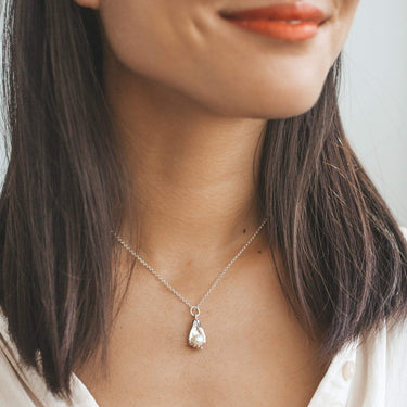 Silver Hand and Pearl Necklace | Lily Charmed