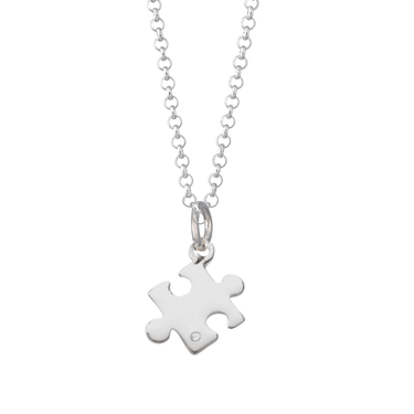 Silver and Diamond Jigsaw Necklace