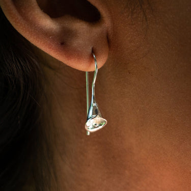 Silver Lily Flower Hook Earrings - Lily Charmed