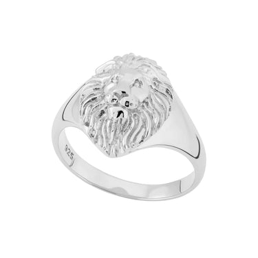 Silver Lion Head Signet Ring - Lily Charmed