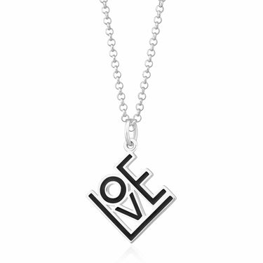 Silver LOVE Necklace in Black | Lily Charmed