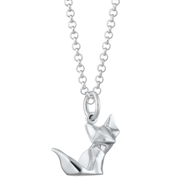 Silver Origami Fox Charm Necklace by Lily Charmed
