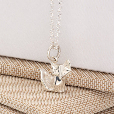 Silver Origami Fox Charm Necklace by Lily Charmed