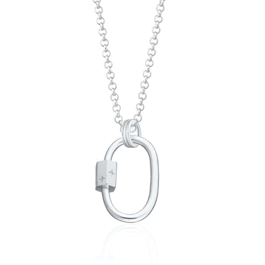 Silver Oval Carabiner Charm Collector Necklace | Lily Charmed