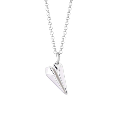 Personalised Silver Paper Plane Necklace - Lily Charmed