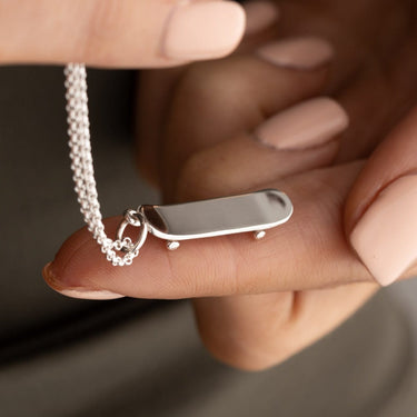 Silver Skateboard Necklace | Lily Charmed