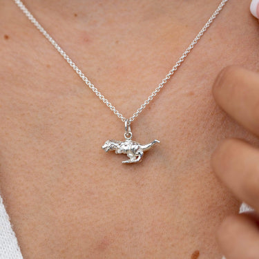 Silver T-Rex Dinosaur Charm Necklace | Lily Charmed