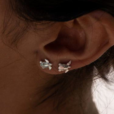 Silver Turtle Stud Earrings