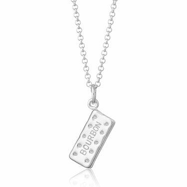 Personalised Silver Bourbon Biscuit Necklace - Lily Charmed