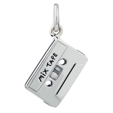 Silver Cassette Tape Music Charm - Lily Charmed
