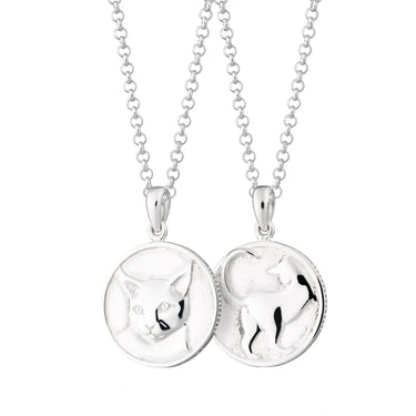 Silver Cat Heads and Tails Necklace - Lily Charmed