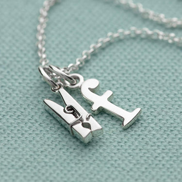 Silver Clothes Peg Charm Necklace - Lily Charmed