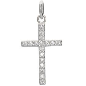Silver Cross Charm with Crystals - Lily Charmed