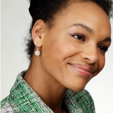 Silver Daisy Flower Hook Earrings - Lily Charmed