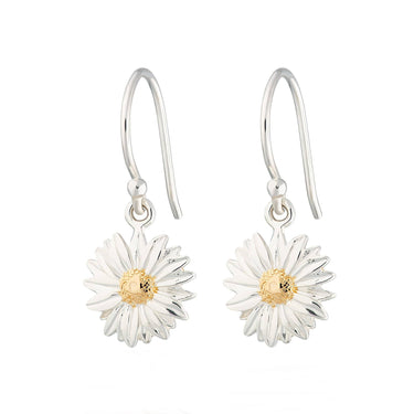 Silver Daisy Flower Hook Earrings - Lily Charmed