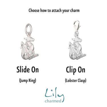 Silver Dragon Charm | Slide on or Clip on Charms by  Lily Charmed