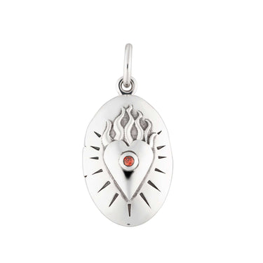 Silver Flaming Heart Locket by Lily Charmed