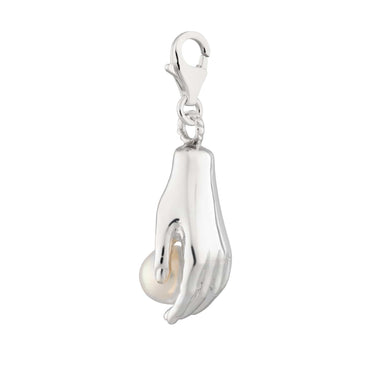 Silver Hand and Pearl Charm