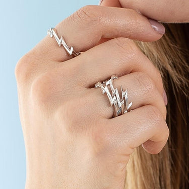 Silver Lightning Bolt Stacking Ring - Lily Charmed