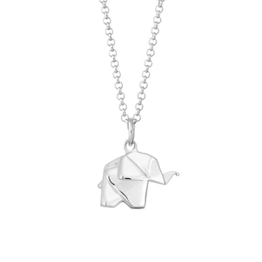 Silver Origami Elephant Charm Necklace - Lily Charmed