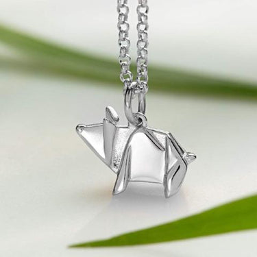 Personalised Silver Origami Pig Necklace - Lily Charmed