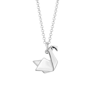 Personalised Silver Origami Swan Necklace - Lily Charmed