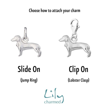 Silver Sausage Dog Charm - Lily Charmed