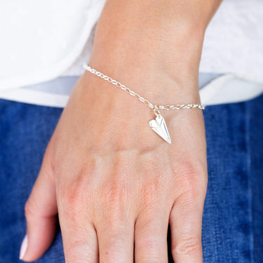 Personalised Silver Paper Plane Charm Bracelet - Lily Charmed