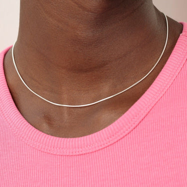 Silver Slim Snake Chain Necklace by Lily Charmed