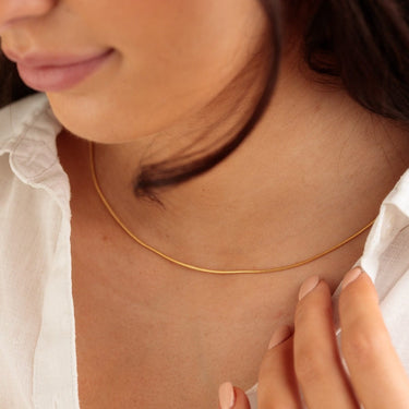 Gold Plated Slim Snake Chain Necklace by Lily Charmed