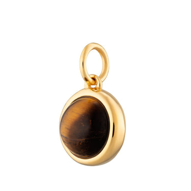 Gold Plated Tigers Eye Courage Healing Stone Charm - Lily Charmed