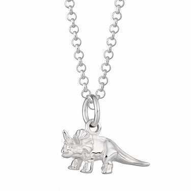 Silver Triceratops Dinosaur Charm Necklace | Lily Charmed