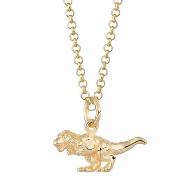 Gold Plated T-Rex Dinosaur Charm Necklace - Lily Charmed