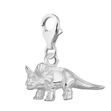 Silver Triceratops Dinosaur Charm - Lily Charmed