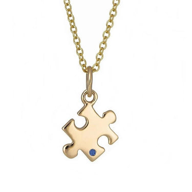 9 Carat Gold and Sapphire Jigsaw Necklace | September Birthstone Necklaces by Lily Charmed