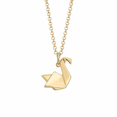 Gold Origami Swan Charm Necklace - Lily Charmed